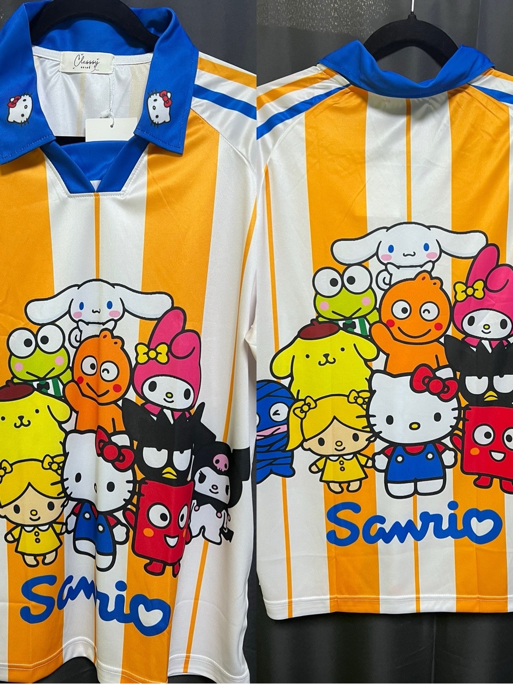 Sanrio Yellow & White Character Stripe Jersey Shirt